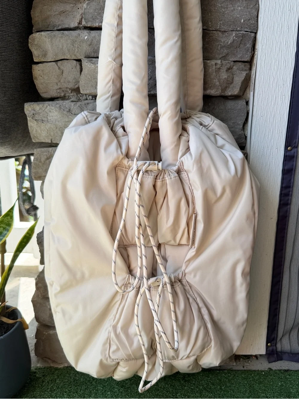 Dagne Dover Kal Puff Drawstring Tote Moonbeam